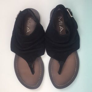 MIA Size 6 Womens Black Strap Sandal Upper Leather